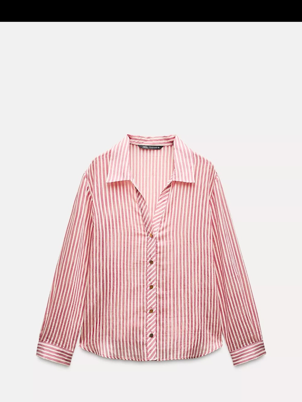Zara Striped Button-Up Shirt in Dusty Rose and White - Size Small
